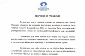 Read more about the article Despacho do presidente da Acamosc sobre Assembleia Geral Ordinária