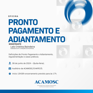 Read more about the article OFICINA DE PRONTO PAGAMENTO E ADIANTAMENTO